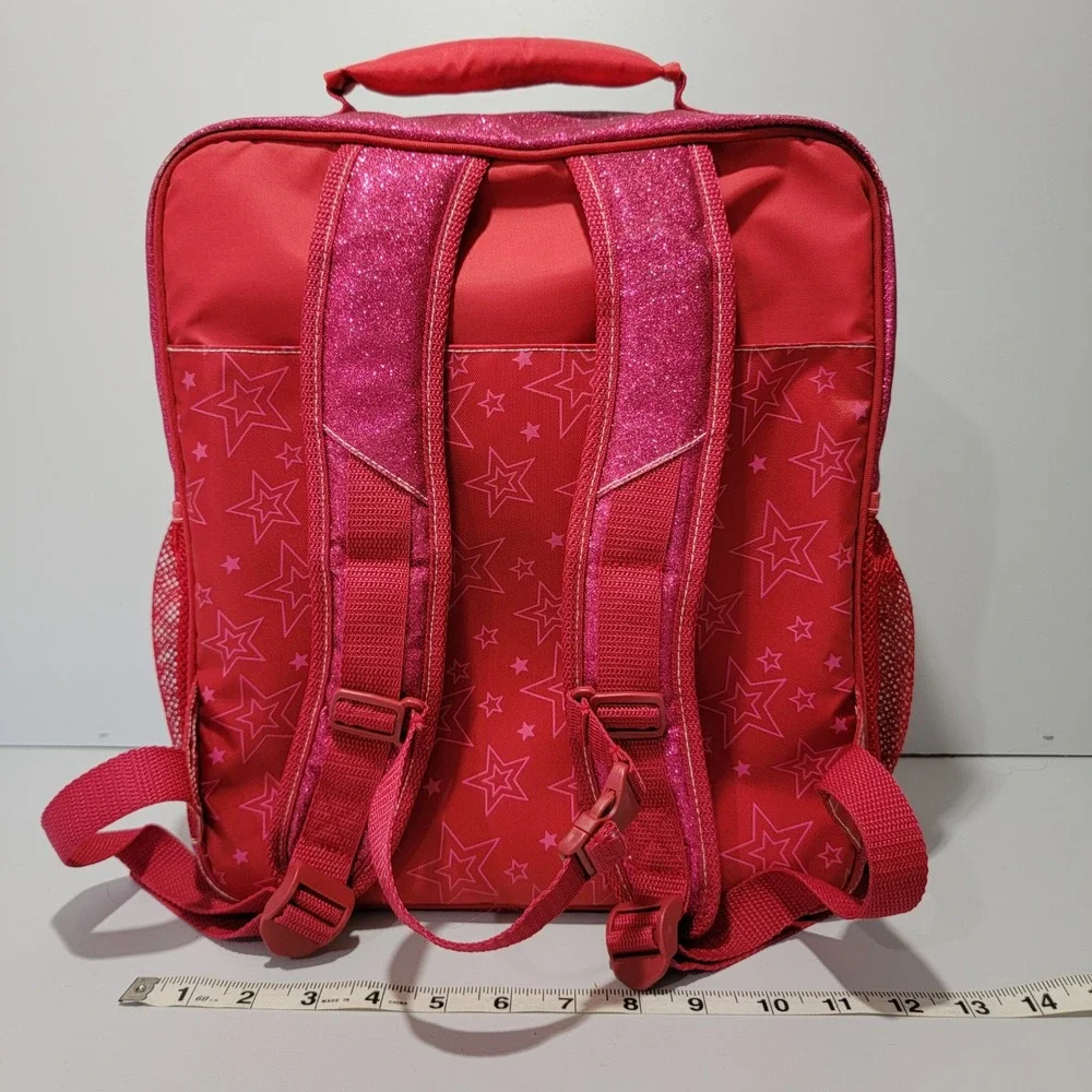 American Girl Pink Glitter Star Backpack Kids Doll Carrier School Bag Sparkle